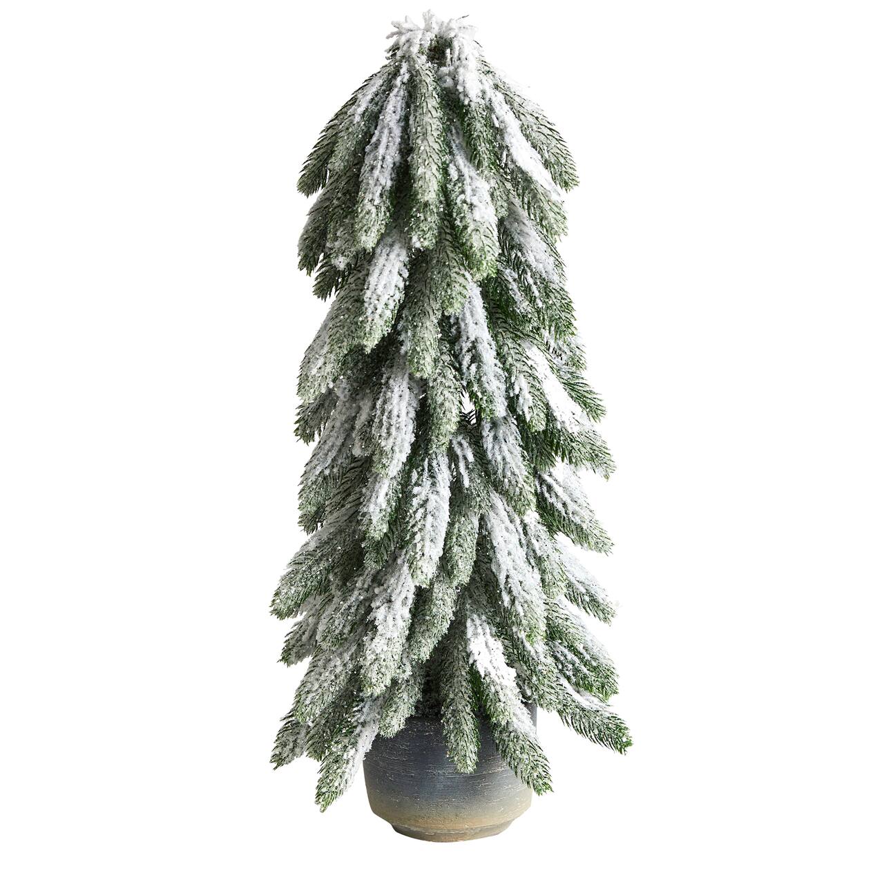 21" Unlit Flocked Artificial Christmas Tree in Decorative Planter